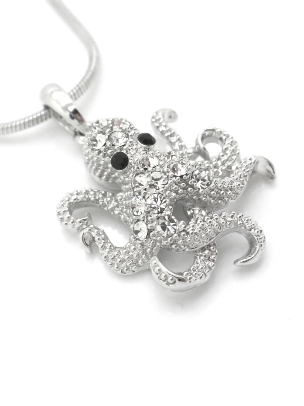 Octopus Swarovski Crystal Element White Gold Plated Necklace